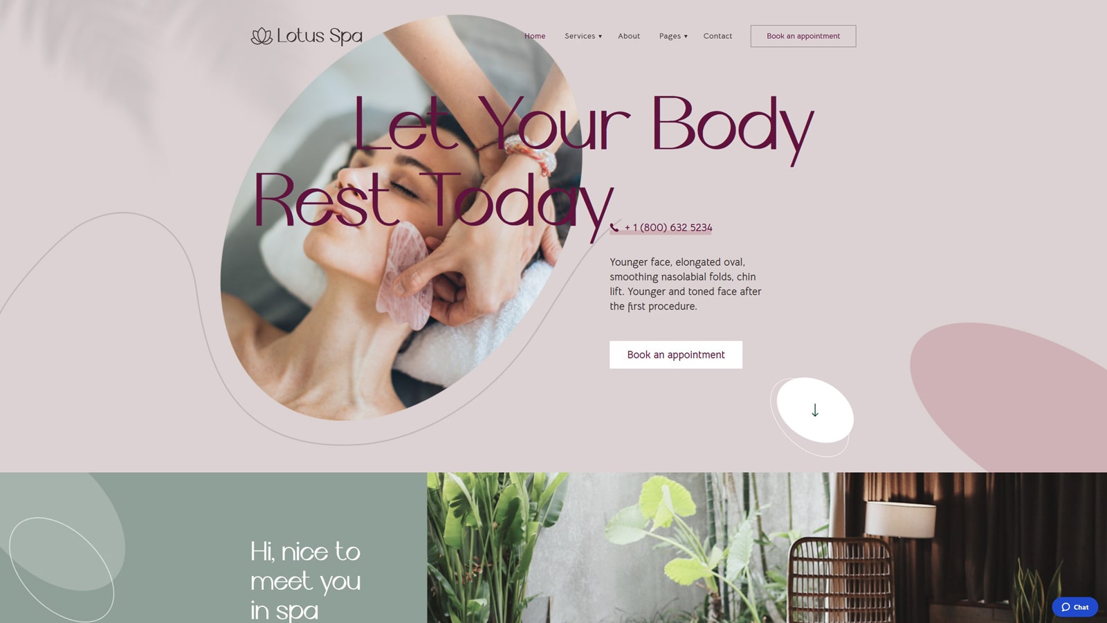 Graphic of Lotus Spa, a flexible spa WordPress theme with individual staff schedules.