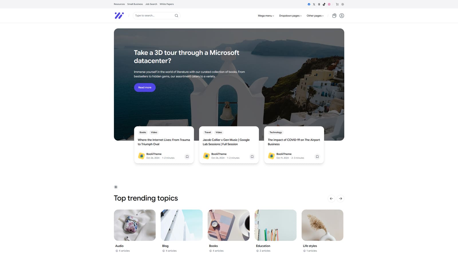 Visual of Ncmaz, a reliable news block theme for WordPress with an integrated mega menu.