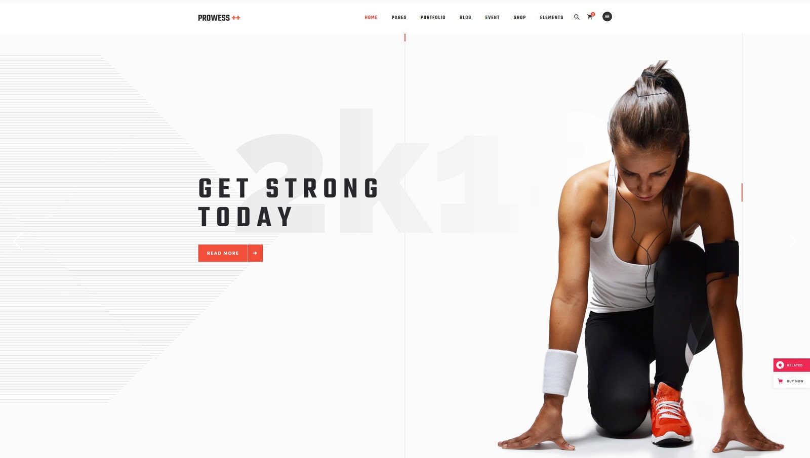 Portrait of Prowess, one of the wellness WordPress themes with a wide range of shortcodes.
