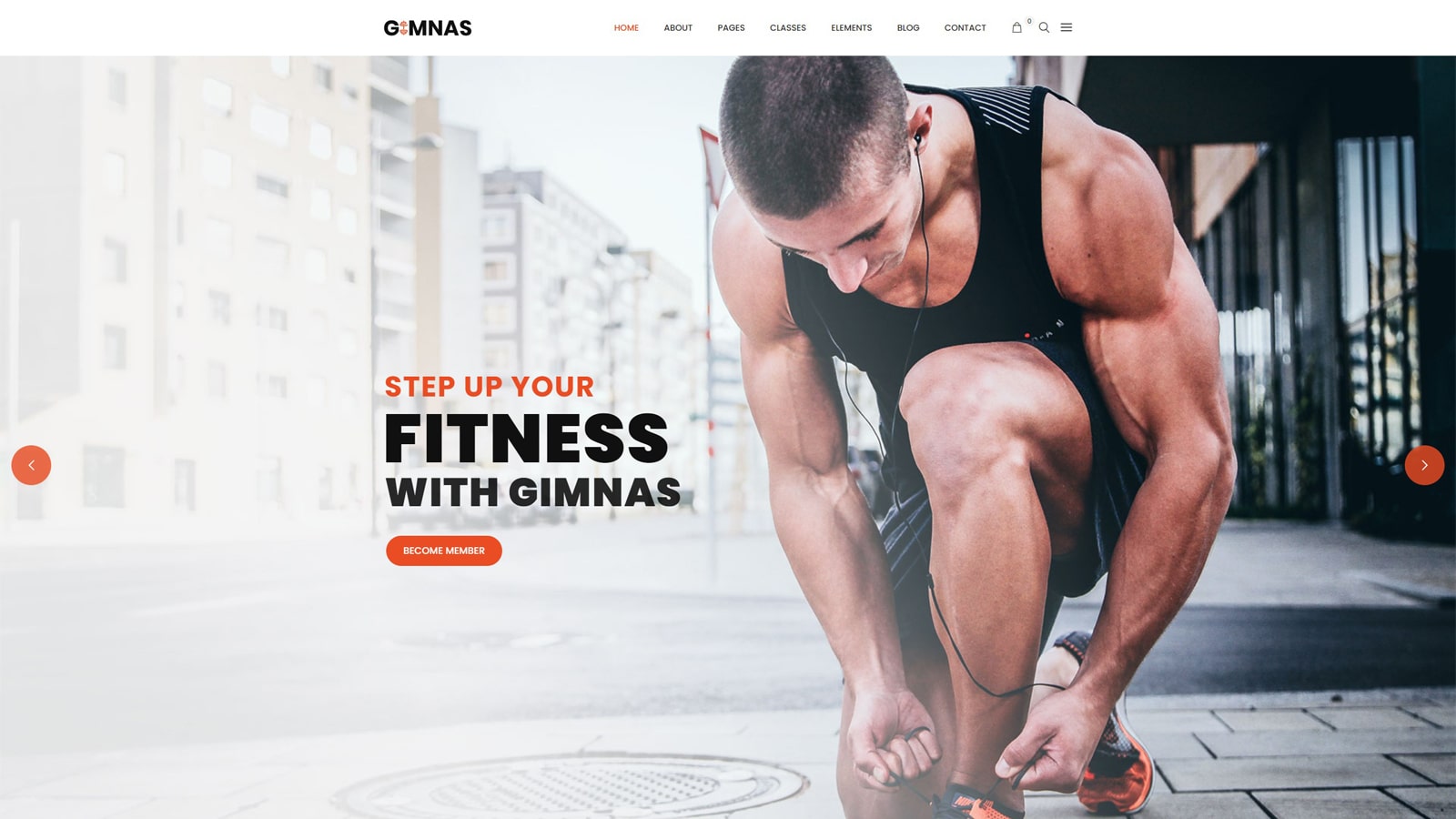 Figure of Gimnas, a reliable and stunning WordPress theme for gym websites with lots of UI elements and sections included.