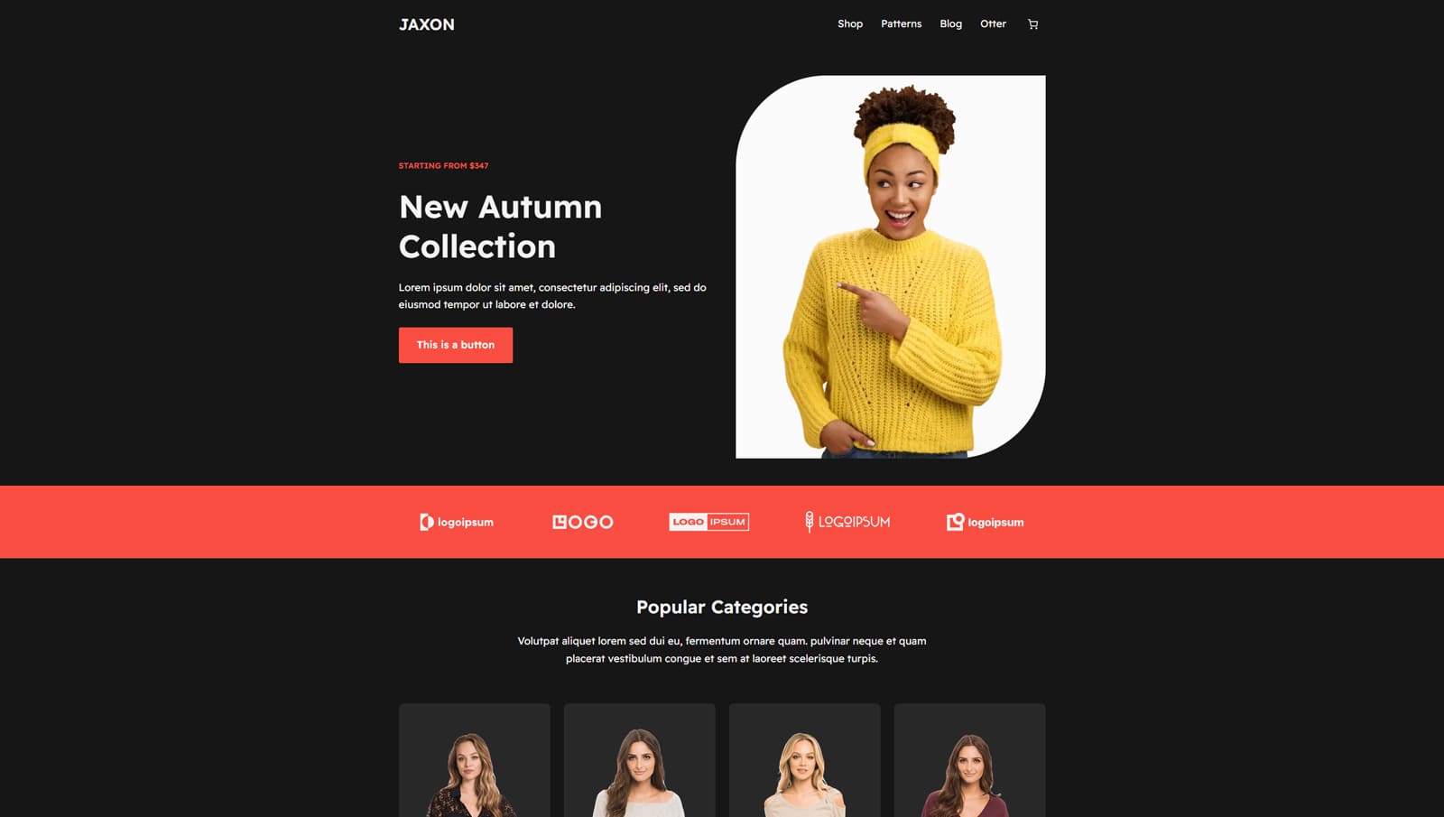 View of Jaxon, one of WordPress block themes with easy-to-edit page templates.
