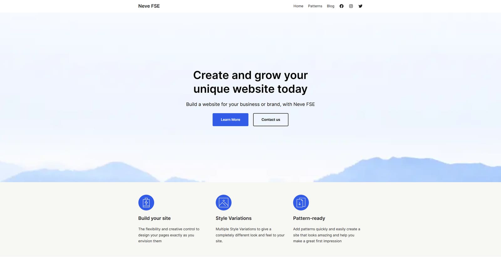 Photograph of Neve FSE, a highly customizable and free full-site editing theme with 44 fully customizable patterns.