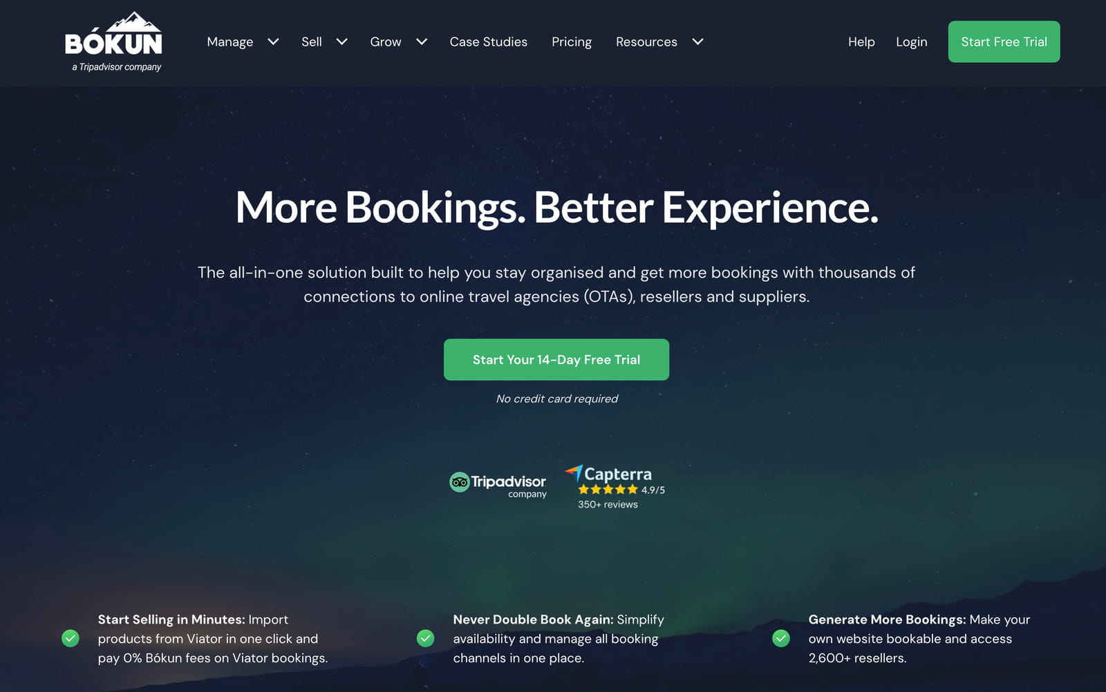 Screenshot of the Bókun boat tour management software.