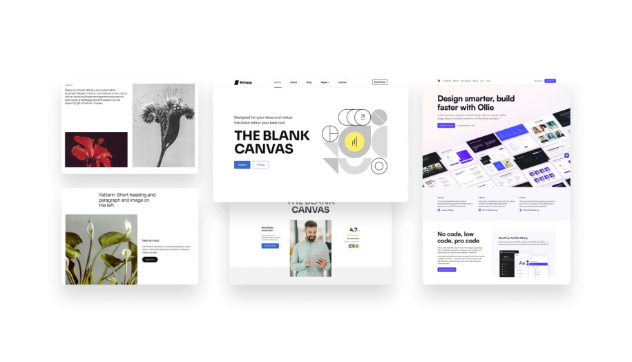 Featured image of popular WordPress block themes.