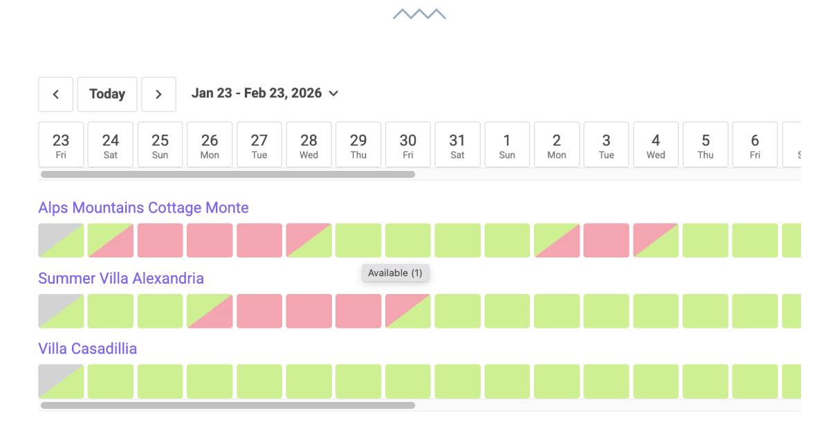 MotoPress multiproperty calendar.