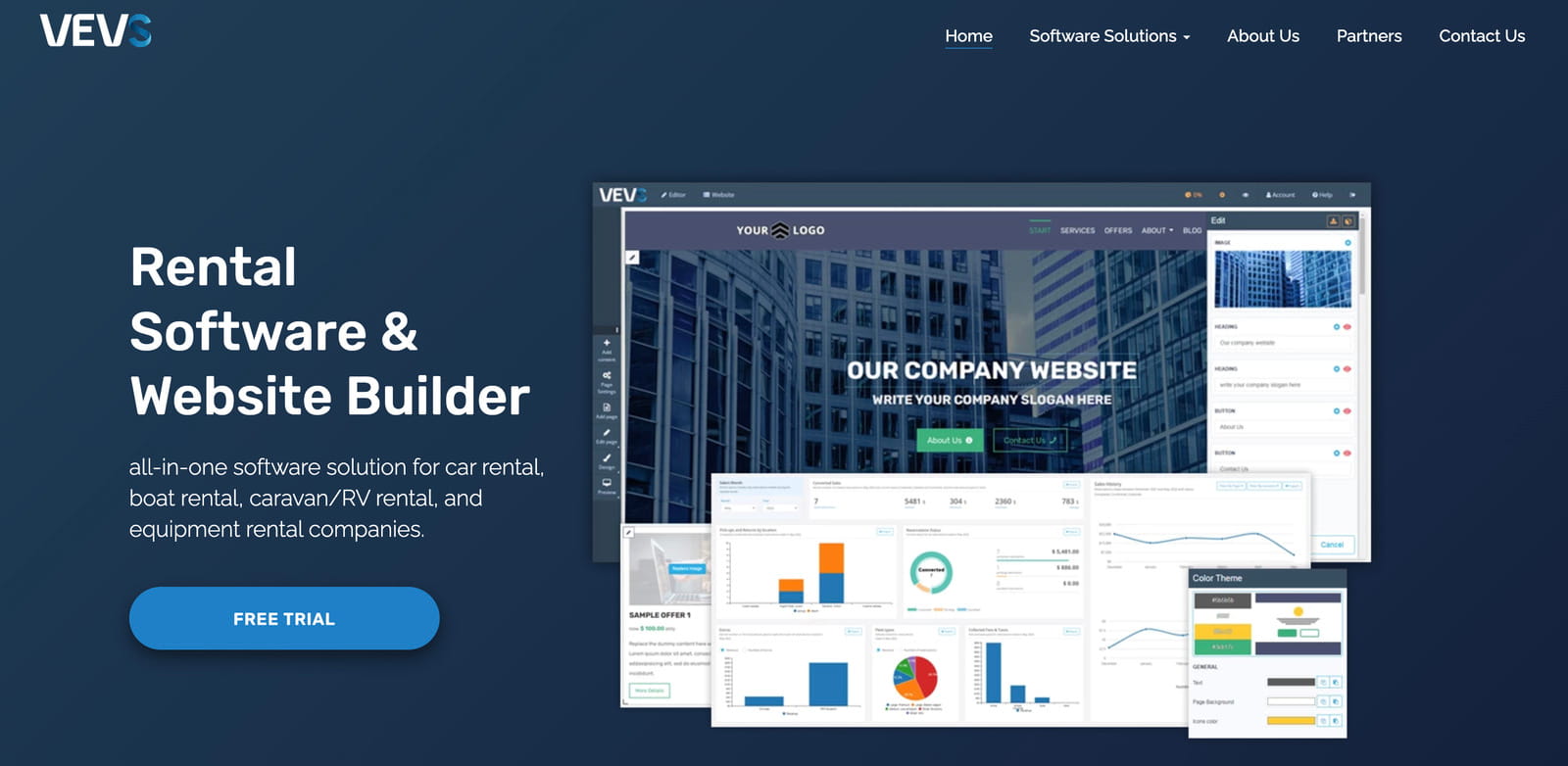 Screenshot of the Vevs homepage.