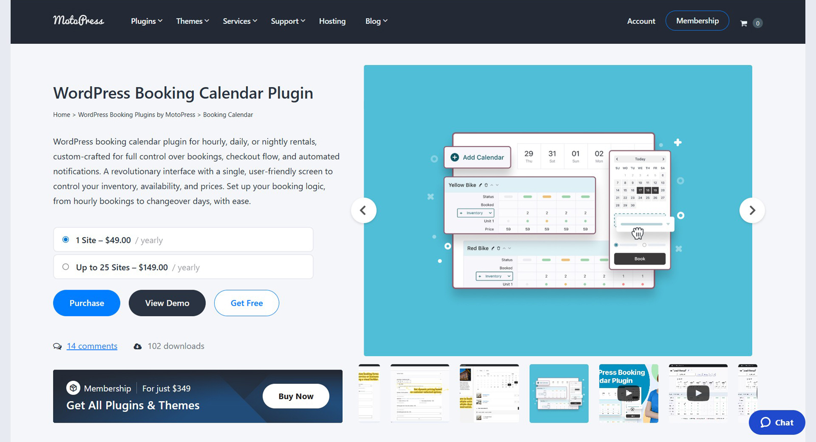 Picture of MotoPress Booking Calendar, one of the table booking WordPress plugin options with efficient table inventory and price management.