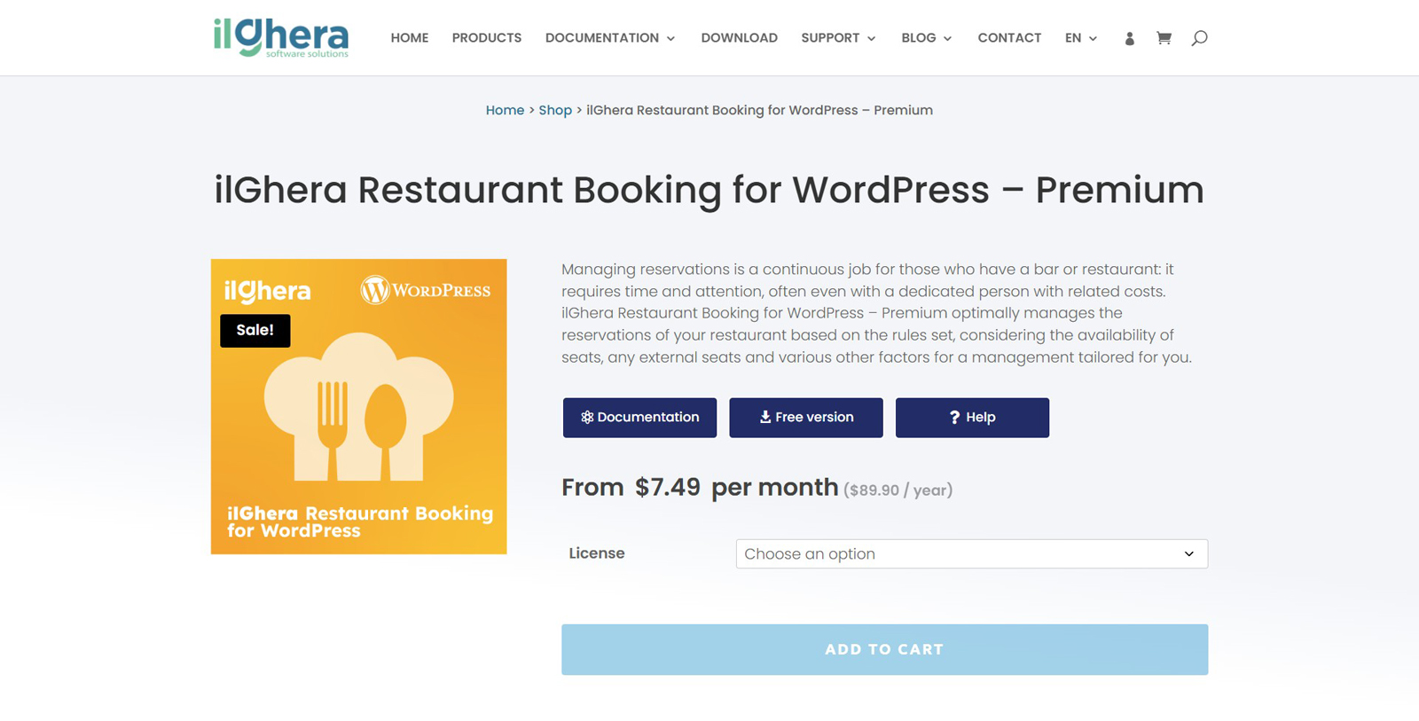 Visual of ilGhera Restaurant Booking for WordPress, a restaurant reservation plugin with last-minute bookings support.