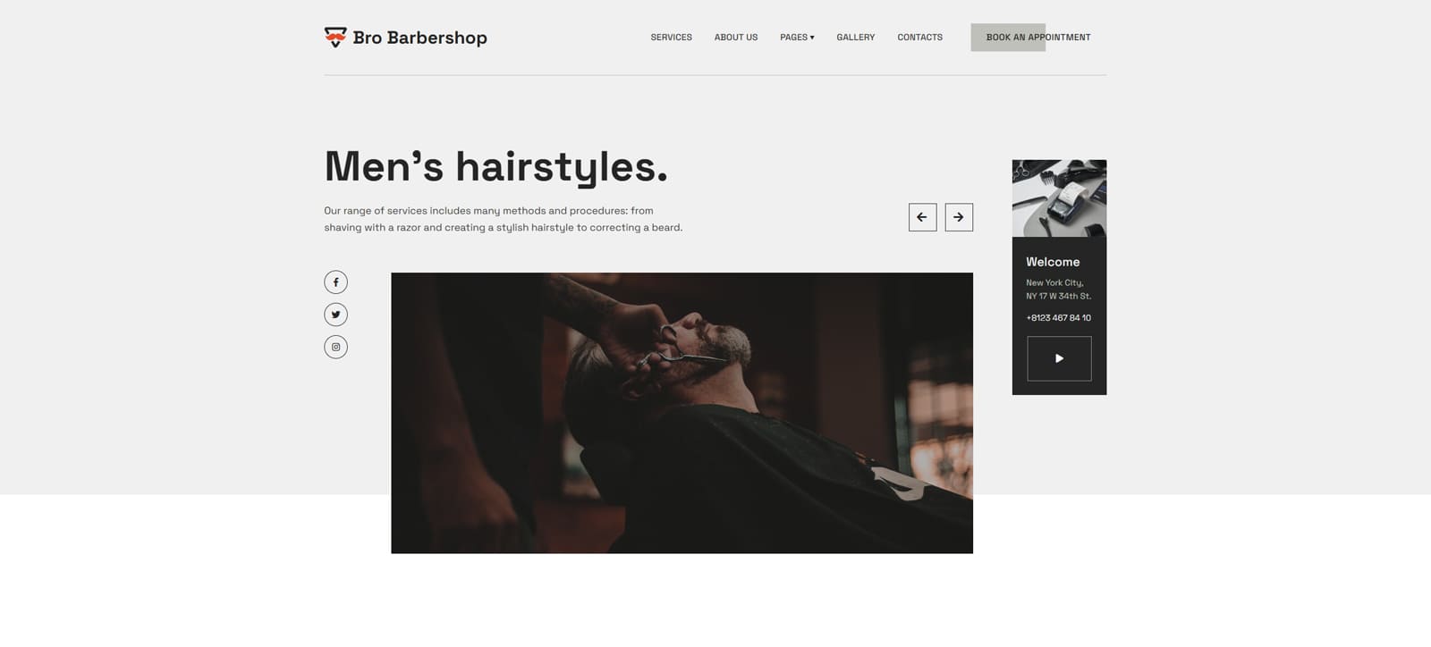 Illustration of Bro Barbershop, one of the best WordPress themes for artists with a dynamic & lightweight home page.