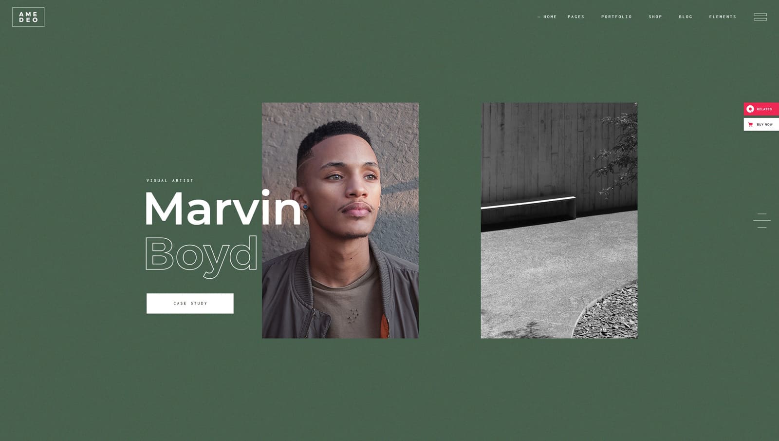 Figure of Amedeo, a creative WordPress theme with an integrated WooCommerce online store.
