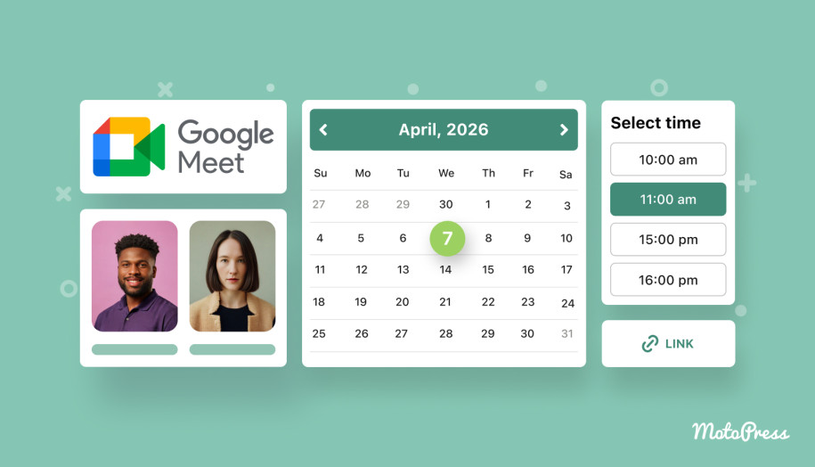 Collage on using Google Meet WordPress plugin by MotoPress.