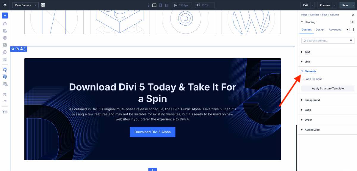Adding nested elements divi 5.