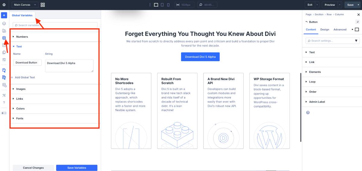 Divi 5 design system.