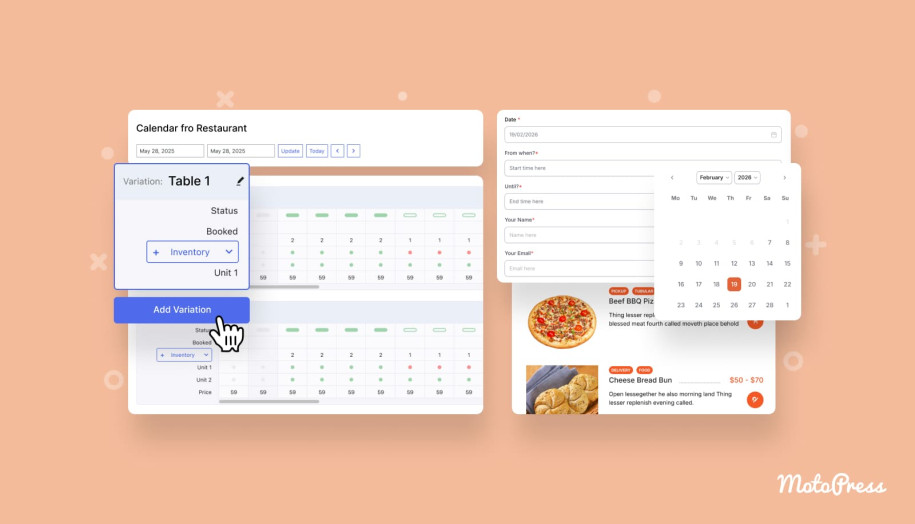 Featured image of table booking WordPress plugin options.