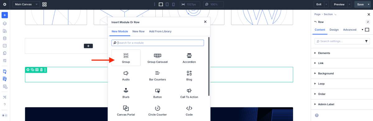 Group container module.