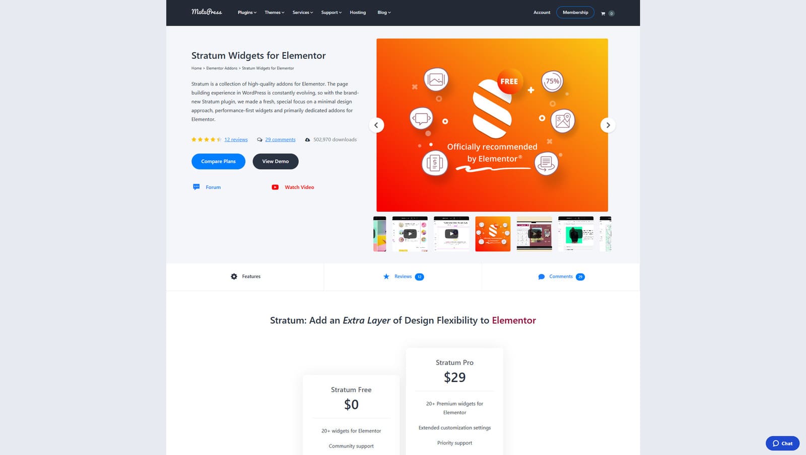 Picture of the Stratum add-on offering Elementor blog posts grid functionality.