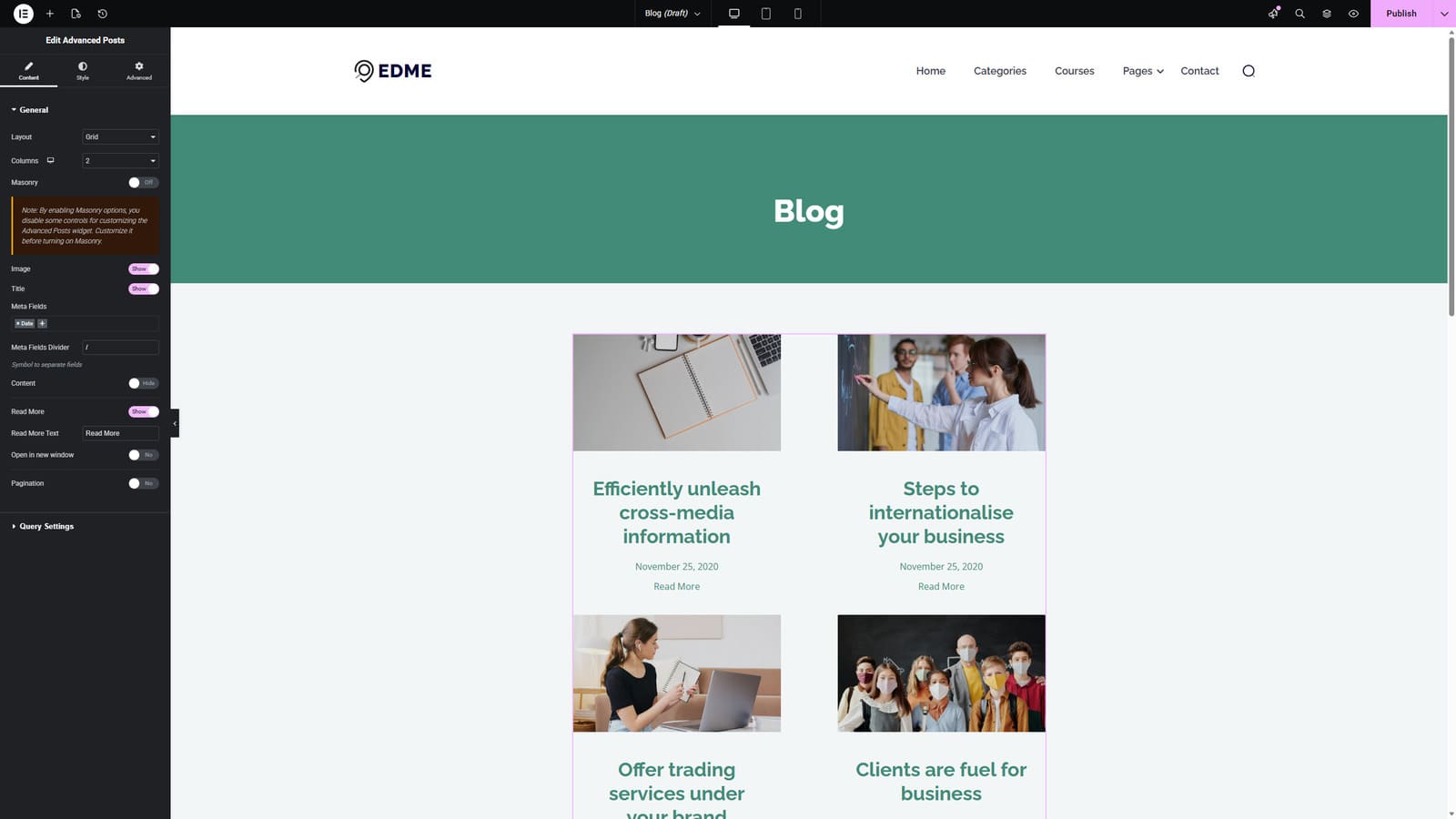 Figure of the Grid layout provided by the Stratum Elementor add-on.