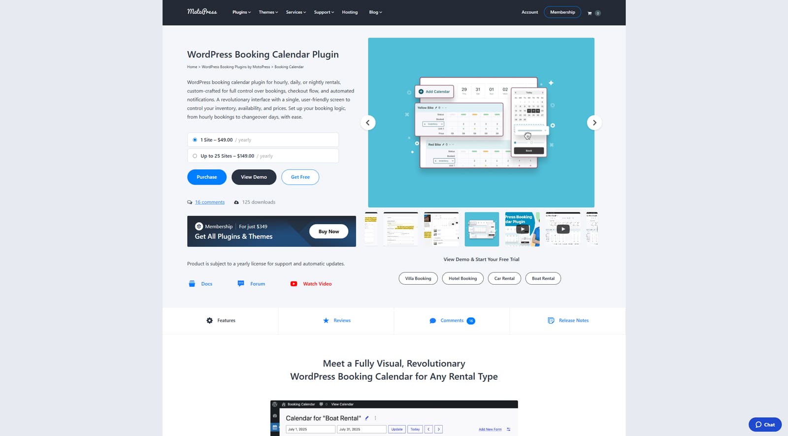 Photograph of MotoPress Booking Calendar, WordPress calendar schedule plugin with bulk editing for items and prices.
