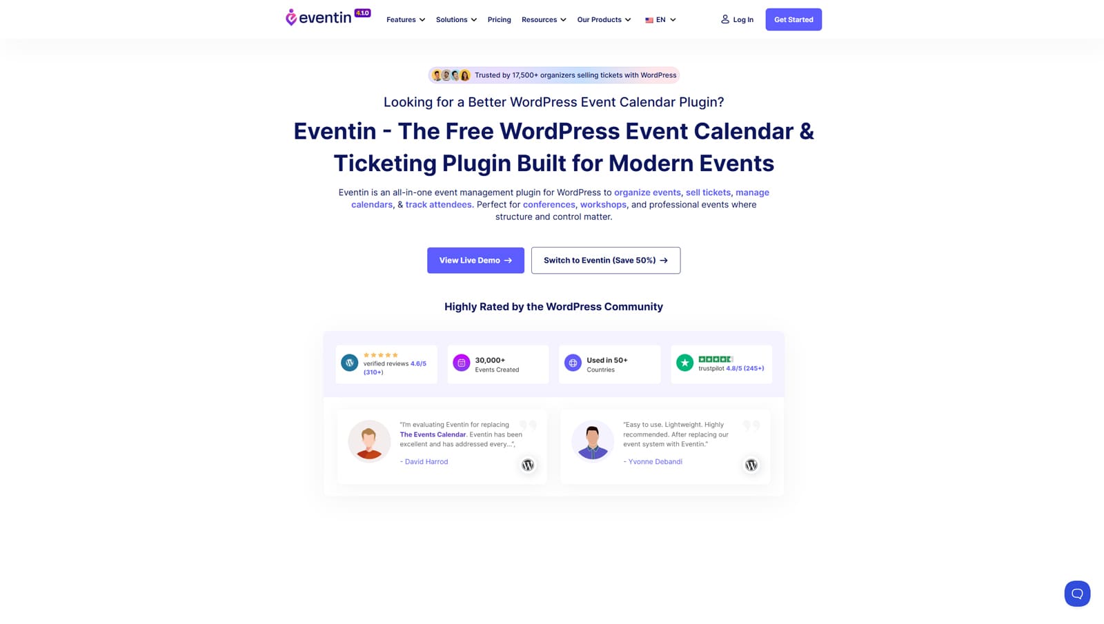 Visual of Eventin, a reliable plugin for WordPress event planning websites with AI-powered event creation.