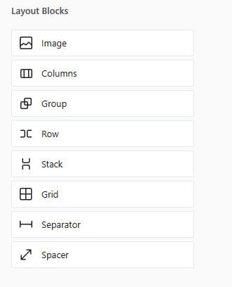 Image of layout blocks accessible for form building via the best WordPress inventory management plugin.