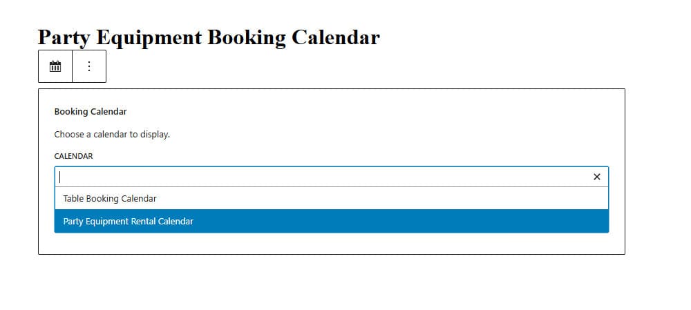 Illustration of customizing the calendar block.