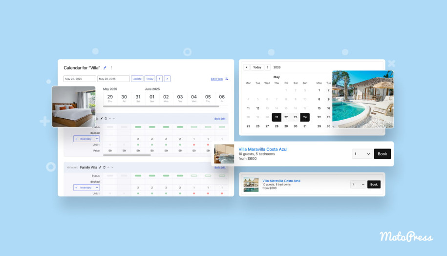 Illustration of the Booking Calendar plugin used for hotels.