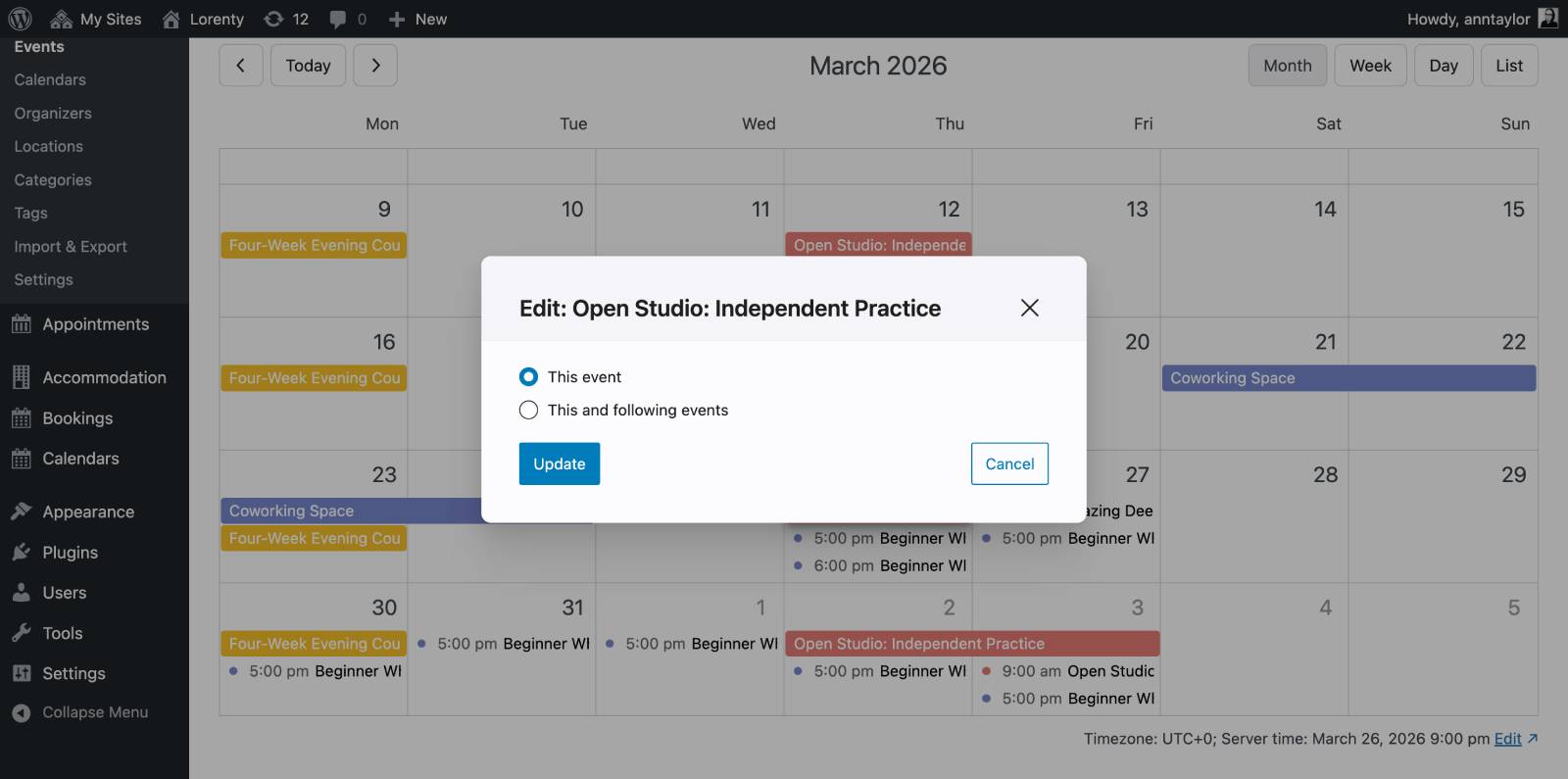 Editing repeating event.