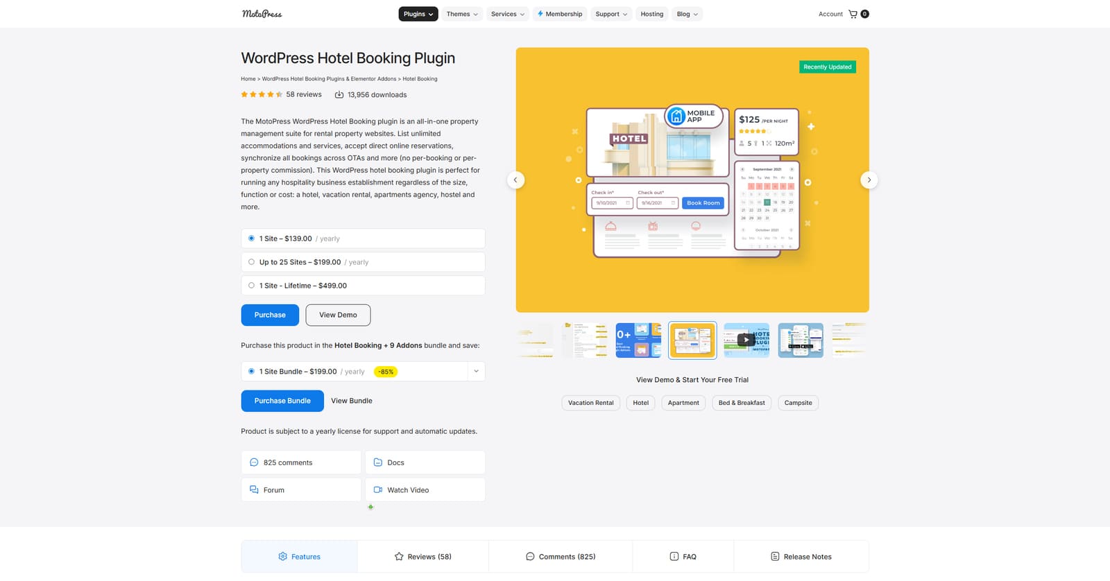Picture of MotoPress Hotel Booking, a holiday home online booking system with a mobile-friendly property search form.
