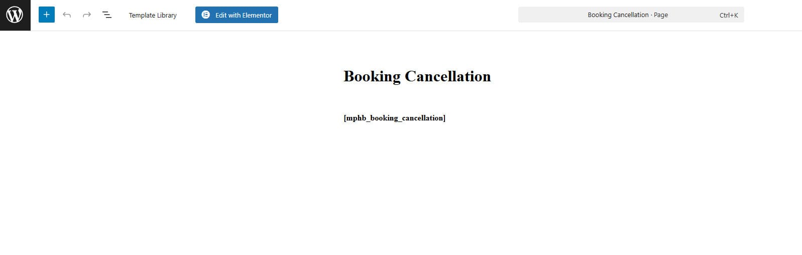 Photo of editing the Booking Cancellation page for the hotel cancellation policy.