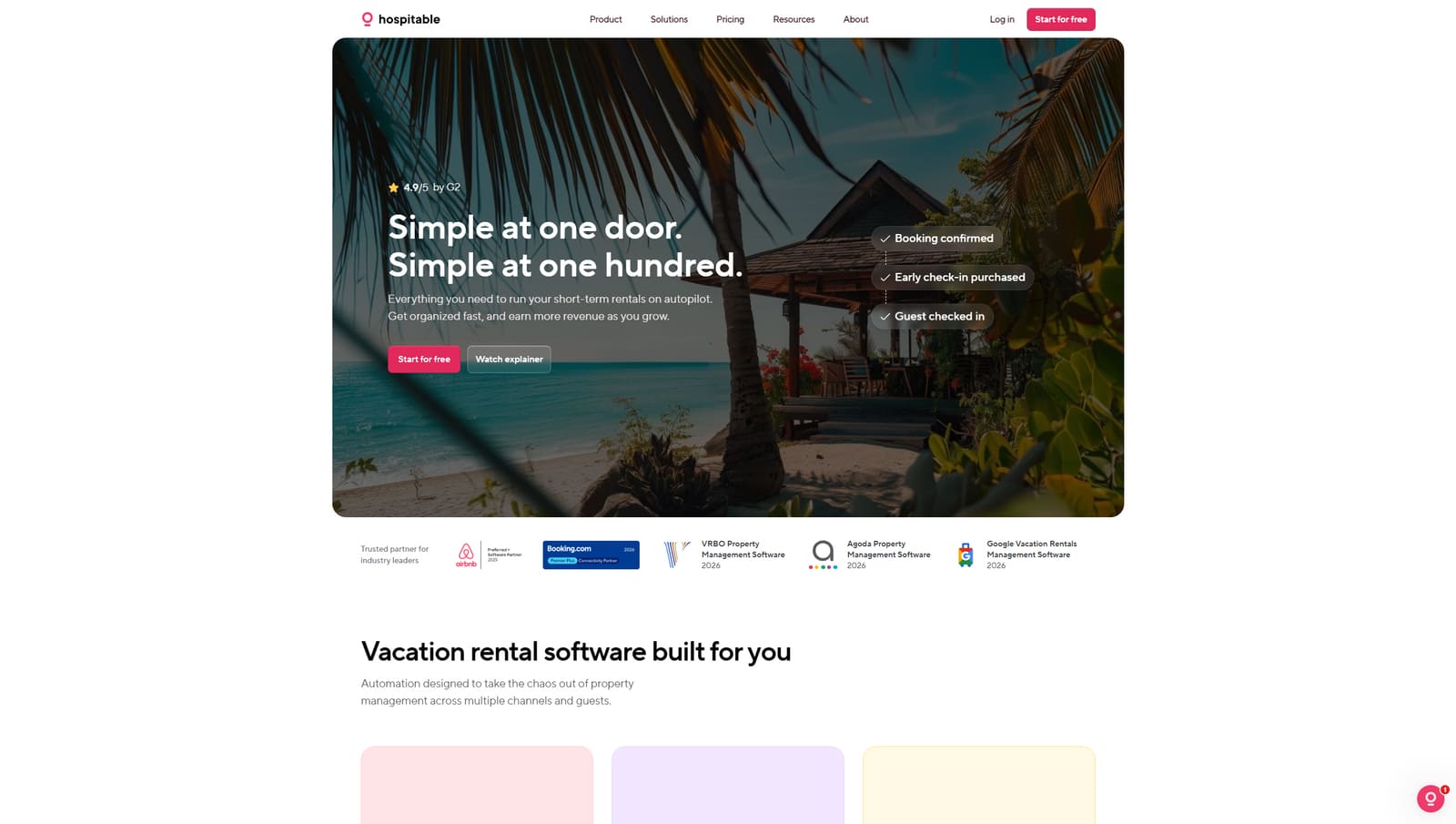 Photograph of Hospitable, a holiday home online booking system with guest verification.