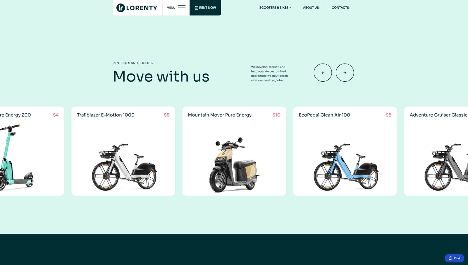 Representation of Lorenty, a WordPress theme for rental business websites with 3 diverse header types.