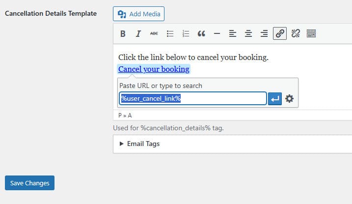 Representation of cancellation details template.