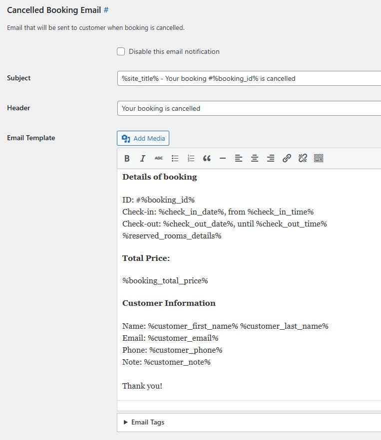 Illustration of cancelled booking email template.
