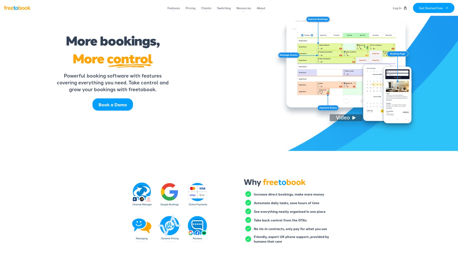 Image of Freetobook, a free booking management platform with reputation management.