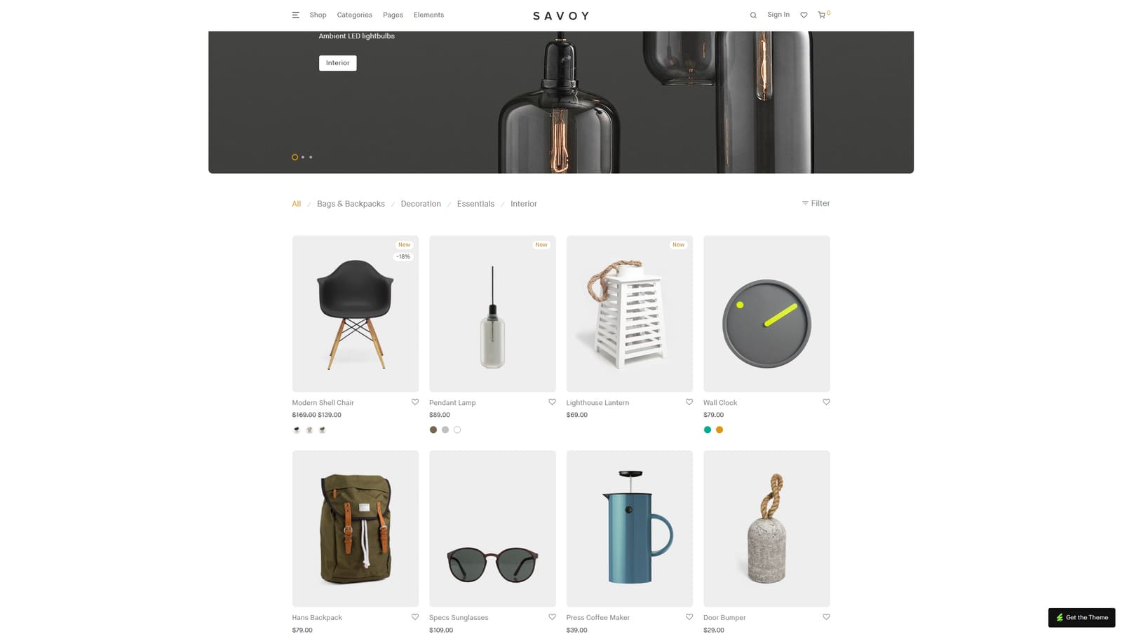 Image of Savoy, a flexible WooCommerce design solution with category menu thumbnails.