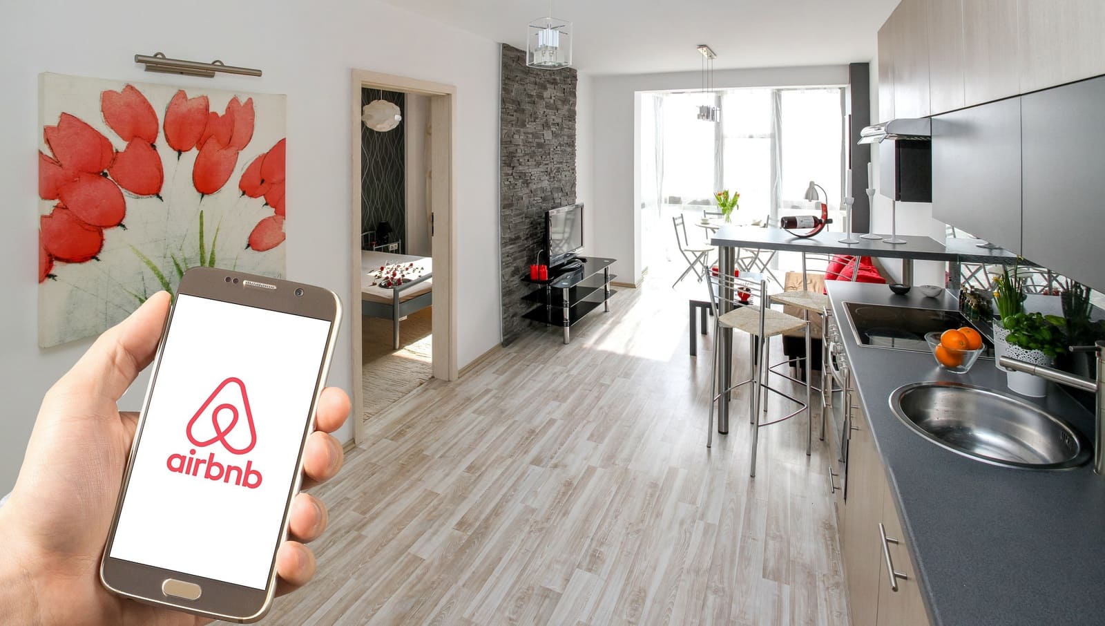 Portrait of a person using Airbnb to check in to a vacation rental property.