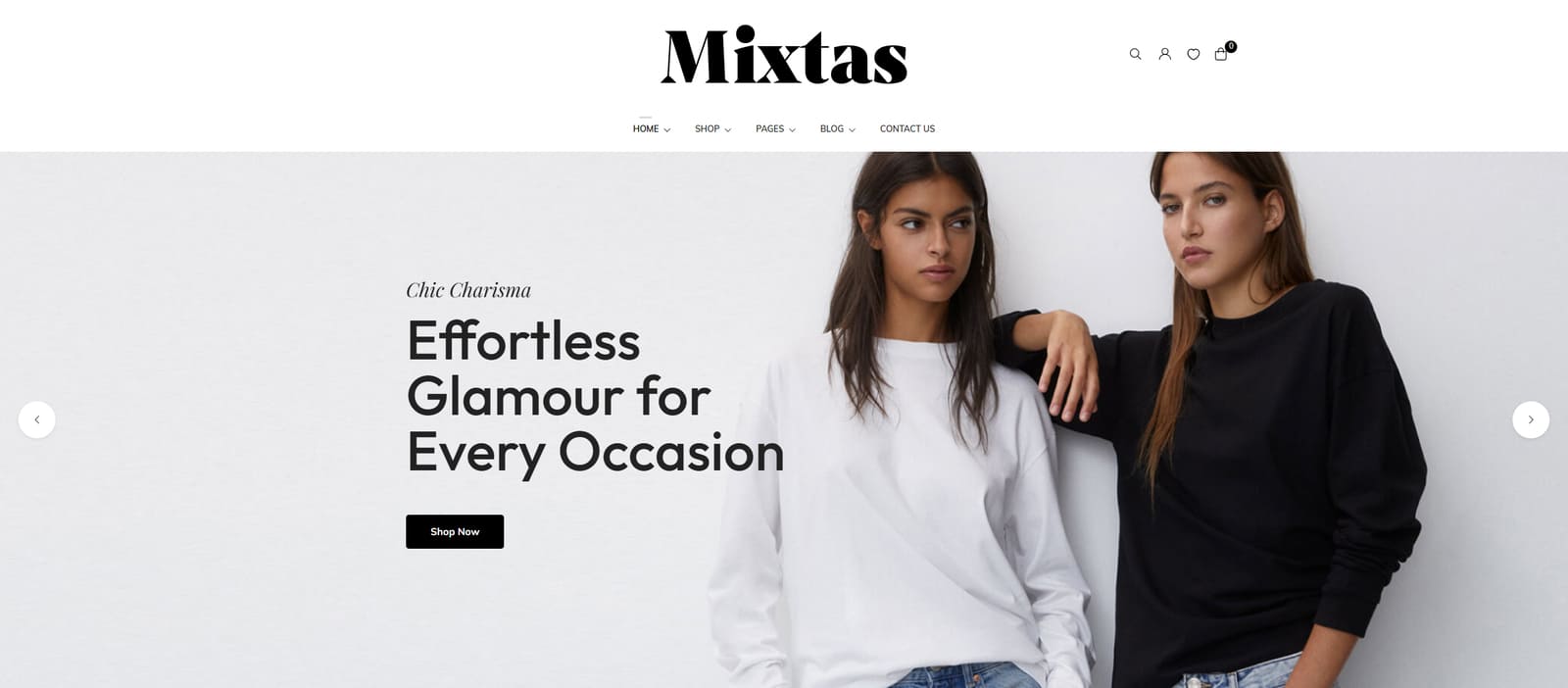 Picture of Mixtas, one of the modern WooCommerce themes with a responsive and minimalist design.