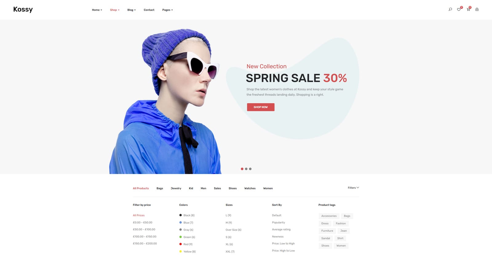 Photograph of Kossy, a decor store theme with 10+ homepage demo options.