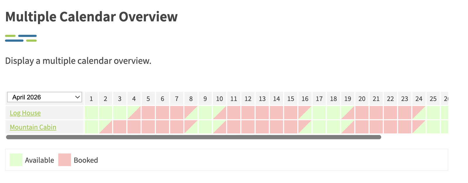 Screenshot of multiple calendars overview.