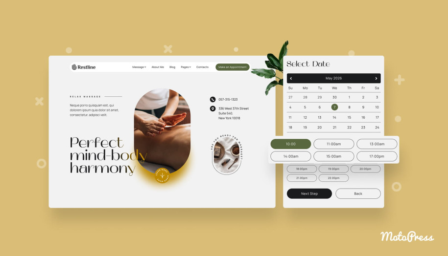 An image showcasing a WordPress wellness scheduling website.