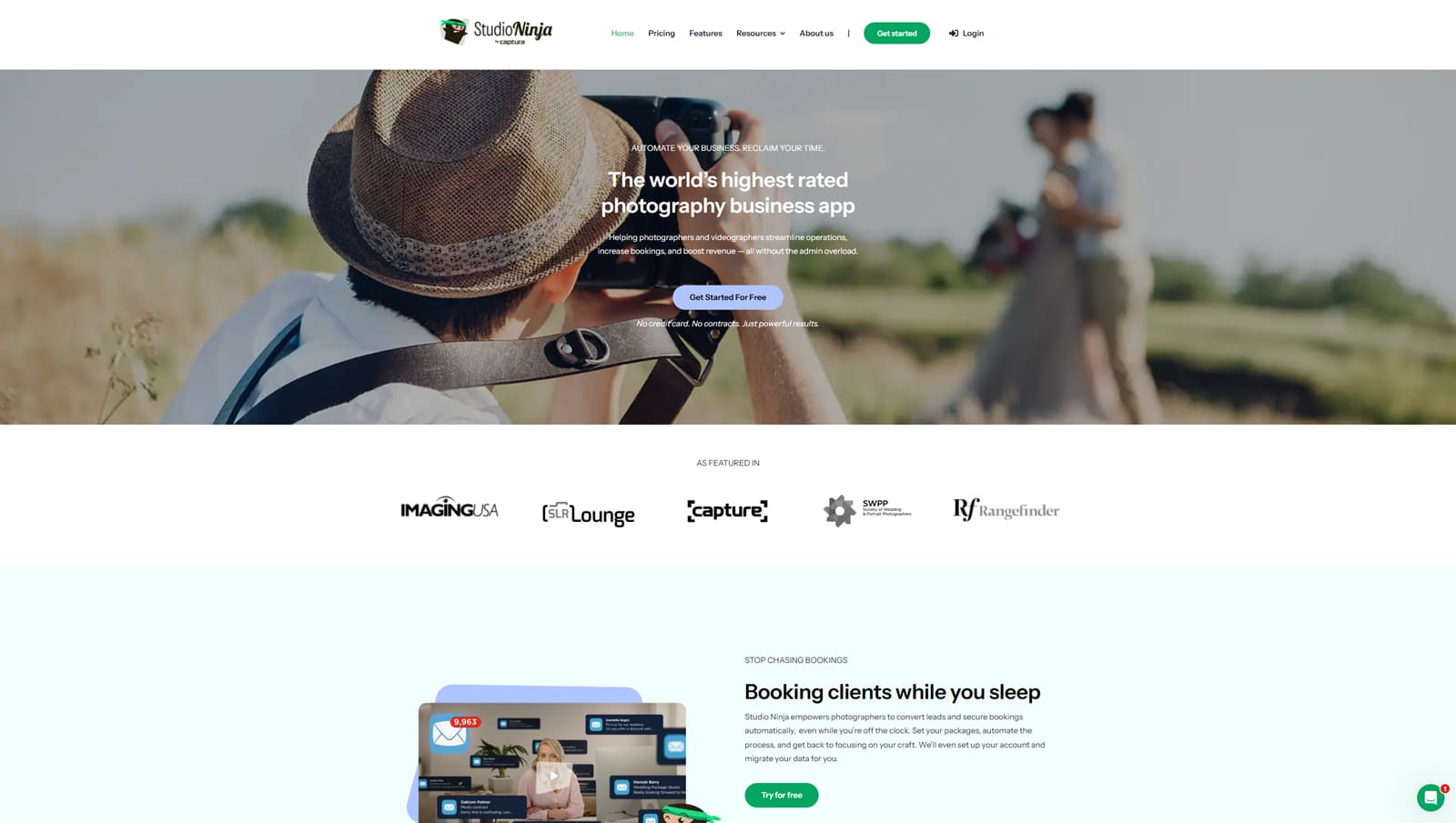 Photograph of Studio Ninja, booking software for photographers with an automated job tracking system.