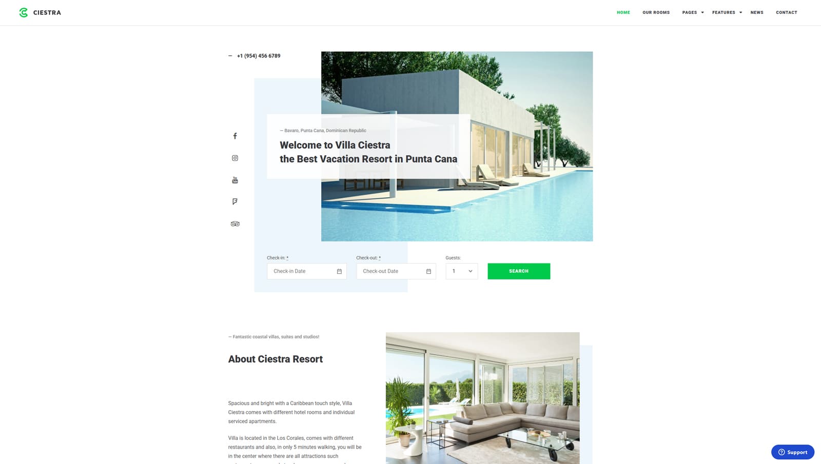 Image of Ciestra, a vacation rental property WordPress theme with customizable booking rules.