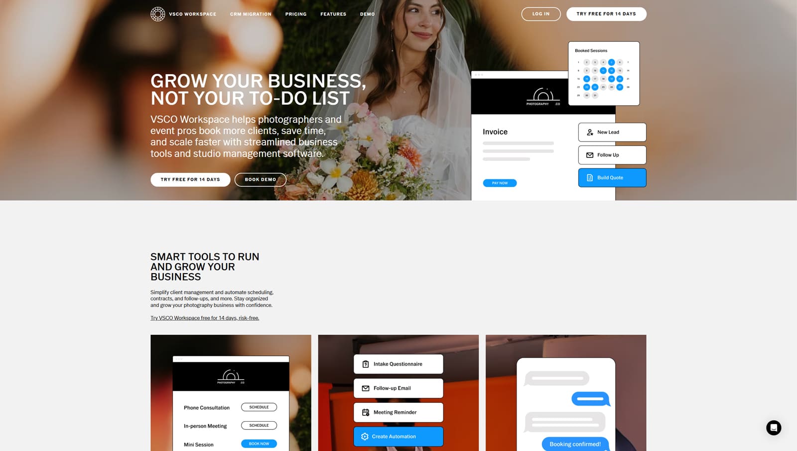 Image of VSCO Workspace, a photography management platform with automated reminders.