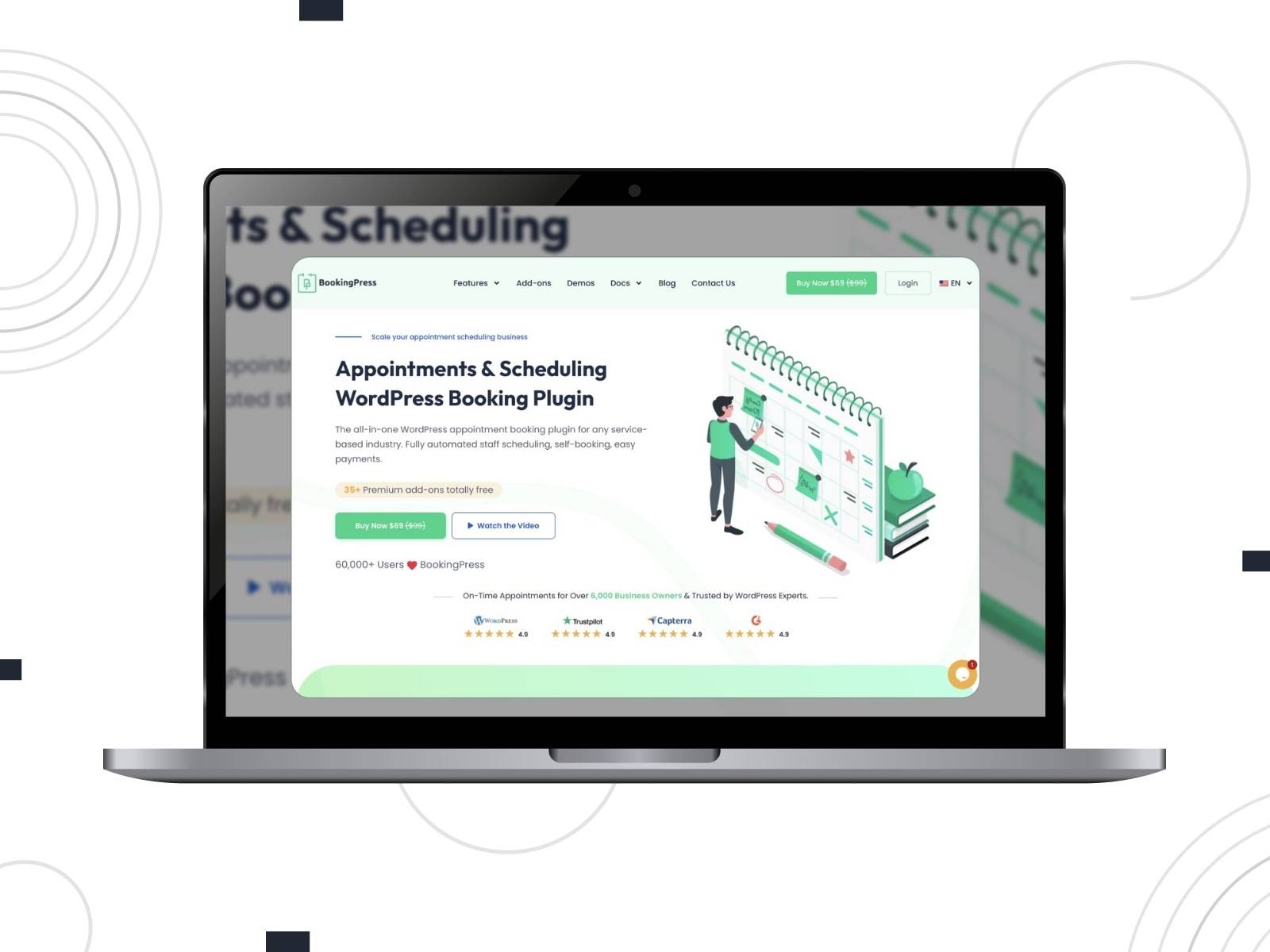 Collage of the BookingPress wordpress plugin.