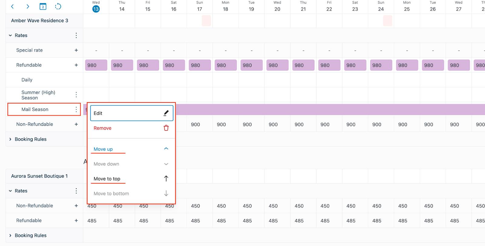Moving rates in Hotel Booking.
