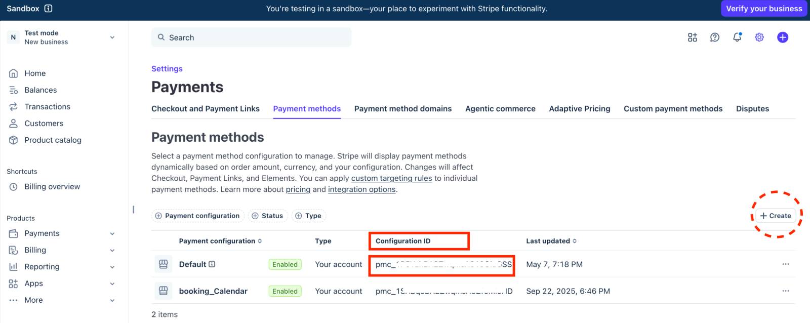 Stripe ID in the Stripe account.