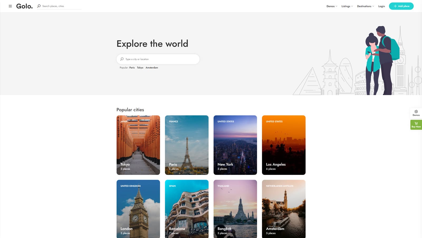 Photograph of Golo, one of the best city guide WordPress themes with 3 booking types supported.