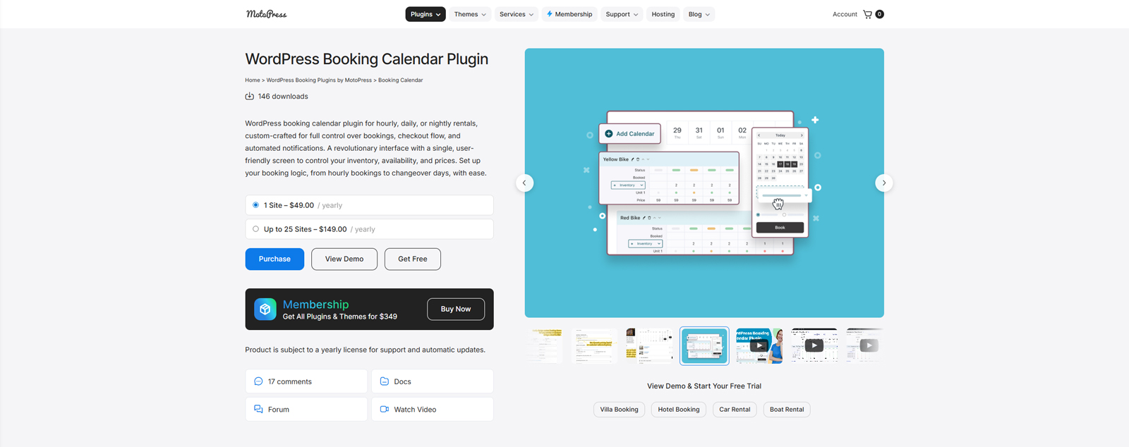 Photograph of MotoPress Booking Calendar, the best WordPress time slot booking plugin with hourly, nightly, and daily booking modes.