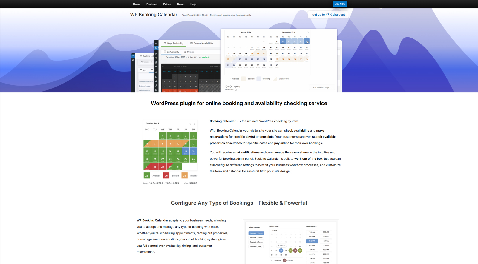 Visual of WP Booking Calendar, a reliable booking plugin for WordPress with multi-user functionality.