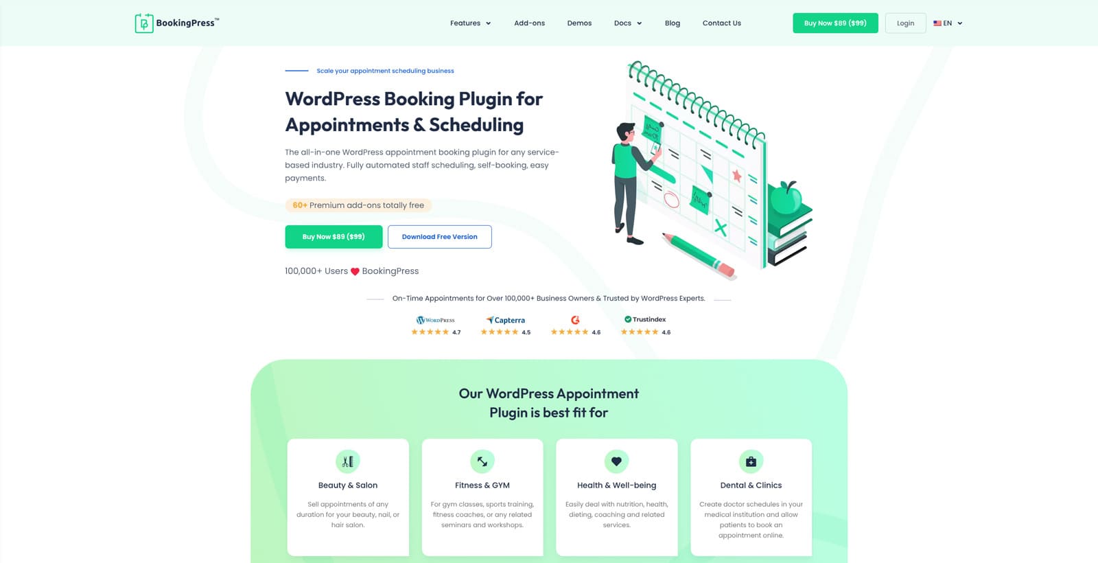 Illustration of BookingPress, a WordPress coaching plugin with built-in spam protection.